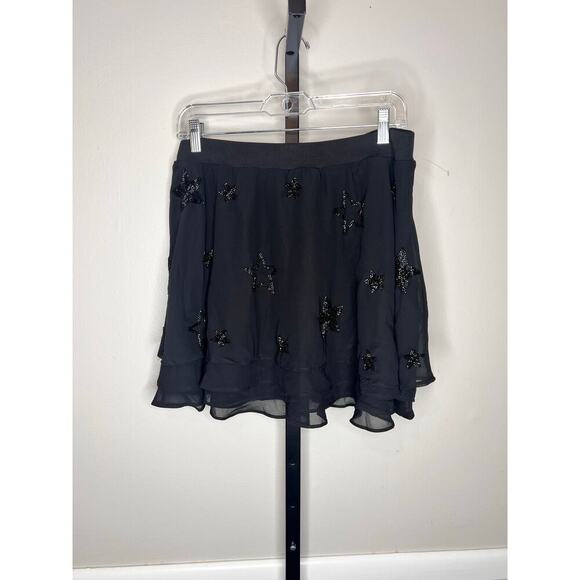 Chaser Beaded Star Flouncy Tiered Mini Skirt Size Medium NWT - Picture 4 of 9